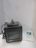 SR 3000 Series Portable 9'' Color TV with Remote. Powers On.