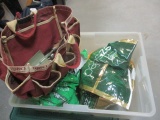 Tote with Lid Full of Light Bulbs.