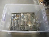Tote with Lid and 26 Drawer Organizer Full of Screws, Nails, Brackets, Misc.