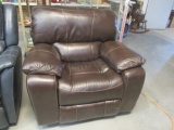 Large Leather Look Rocking Manual Recliner, Dark Brown.