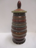 Tall Decorative Vase with Lid, Earth Tones.