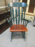 Heavy Green Painted Wooden Rocker.