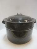 Enamel Canning Stock Pot with Metal Rack and Lid.