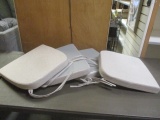 Pair of Tan Sear Cushions, Tops and Bottoms.