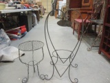 Metal Welcome Sign Plant Stand and Round Plant Stand.