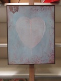 Framed Picture of Screened Leaf Pinks, Blues, White.