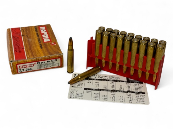 NIB 20rds. Of 7.7 JAP 130gr. SP Semi-Pointed Norma Ammunition