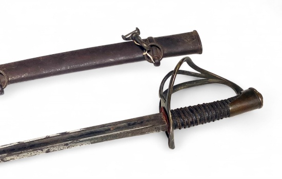 Rare Pre-WWI French Import Heavy Cavalry Artillery Sword with Scabbard
