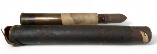Rare WWII 1944 US Army 3” MK.II M2 B1 Anti-Tank Artillery Shell & Projectile in Tube Case