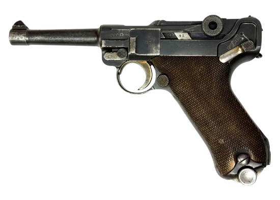 Excellent Pre-WWII Mauser "S/42" Code "1937" Date P.08 Luger Semi-Auto Pistol with Matching Magaz...