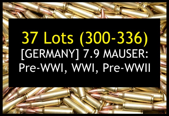 37 Lots - [GERMANY] 7.9 MAUSER: Pre-WWI, WWI, Pre-WWII (300-336)