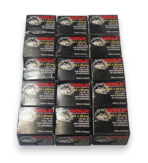 NIB 300rds. of 7.62x39mm 122gr. HP Steel Case Ammunition