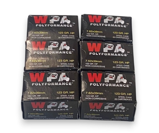 NIB 120rds. of 7.62x39mm 123gr. HP Steel Case Ammunition