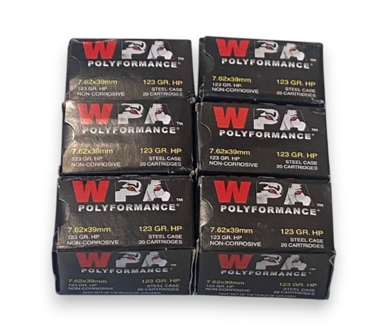 NIB 120rds. of 7.62x39mm 123gr. HP Steel Case Ammunition
