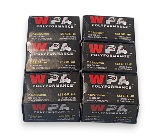 NIB 120rds. of 7.62x39mm 123gr. HP Steel Case Ammunition