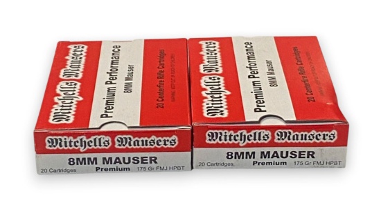 NIB 40rds. of 8mm Mauser 175gr. FMJ HPBT Mitchell’s Mausers Ammunition