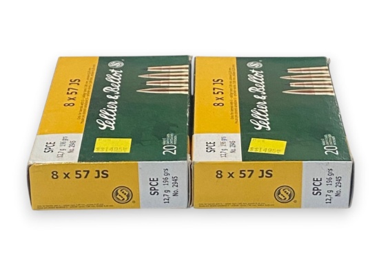 NIB Vintage 40rds. of 8x57 JS 196gr. Sellier & Bellot Ammunition