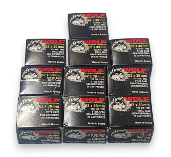 NIB 300rds. of 7.62x39mm 122gr. FMJ Steel Case Ammunition
