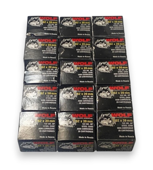 NIB 300rds. of 7.62x39mm 122gr. HP Steel Case Ammunition