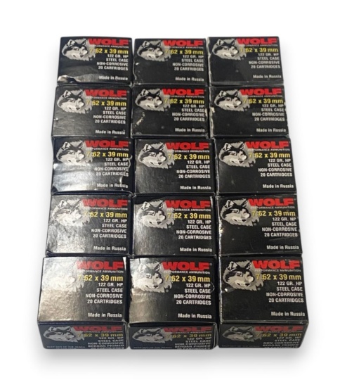 NIB 300rds. of 7.62x39mm 122gr. HP Steel Case Ammunition