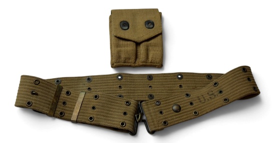 WWI U.S. Army Model 1936 Pistol Belt & 1919 Russell Model 1912 Double Magazine Pouch
