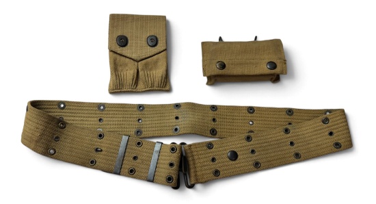 WWI U.S. Army Model 1912 Mills Pistol Belt, 1918 Magazine Pouch & M1910 First Aid Pouch