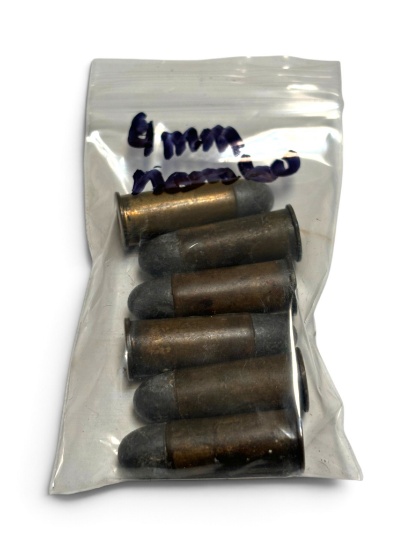 Rare 6rds. of WWII Japanese 9mm Nambu Ammunition