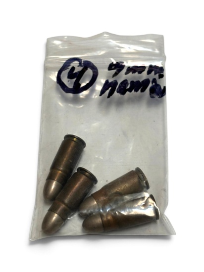 4rds of Japanese WWII 9mm Nambu Ammunition