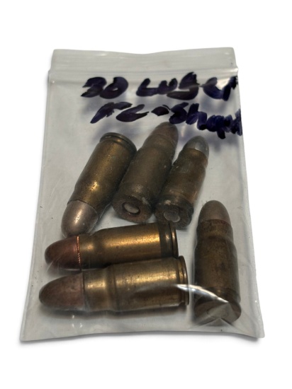 6rds of Re-Shaped 30 Luger Ammunition