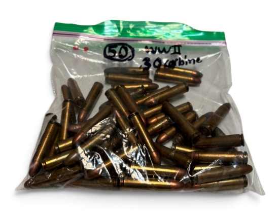 50rds of WWII .30 Carbine Ammunition