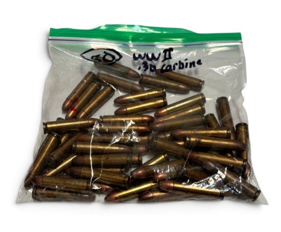 50rds of WWII .30 Carbine Ammunition