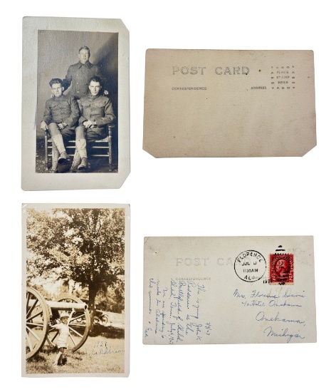 Vintage Real Photo Postcard (RPPC) Lot (2 Pieces) – WWI Doughboys & 1927 Shiloh Battlefield
