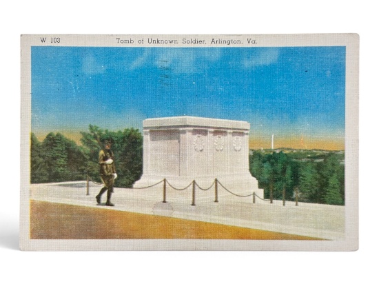 1939 Tomb of the Unknown Soldier Postcard – Mentions King George VI Wreath