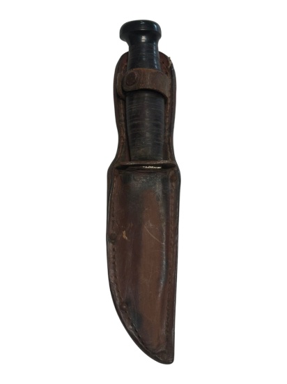 WWII US Cammillus Fighting Knife with Leather Sheath