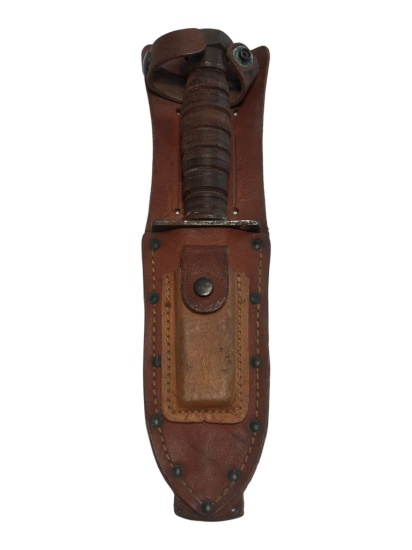 1967 US Camillus N.Y. USAF Jet Pilot's Survival Knife w/ Leather Sheath & Honing Stone