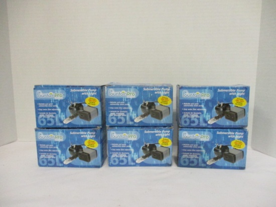 Fountain Pro (Lot of 6) Submersible Pumps w/Light #65L