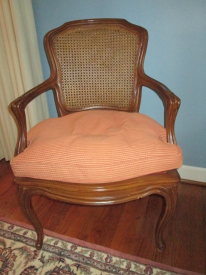 French Provincial Style Armchair with Cane Back