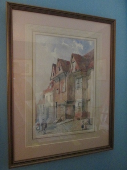 Original Watercolor "Mermaid Rye, England" by Clara Sophia(1822-1912) Exhibited at the