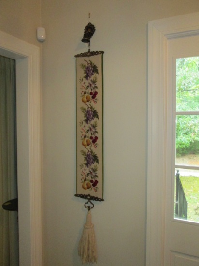 Needlepoint Bell Pull with Antique Brass Finish Bell and Trim