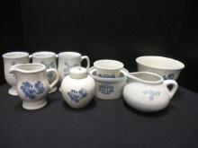 Vintage Pfaltzgraff "Yorktown" Stoneware Mugs, Creamer, Gravy Boat, Bowls,