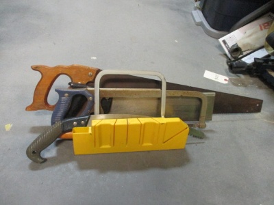 6 Vintage Hand Saws and Plastic Miter Box