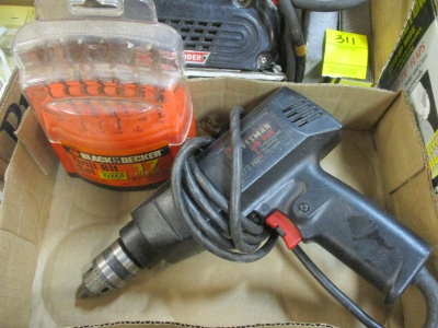 Sears Craftsman 3/8" Electric Drill and Black & Decker Drill Bit Set