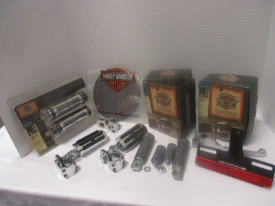 Harley Parts-Chrome Switch Housing (Lot of 2), Grips, Footstand, etc.