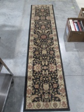 At Home Deluxe Black Floral Runner with Gold Border