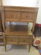 Pair of American of Martinsville Neoclassical Style End Tables with Drawer
