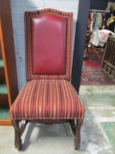 Renaissance Revival Style High Back Upholstered Side Chair with Carved Scroll Legs