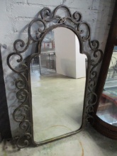 Antiqued Gold Gilt Scroll Work Wall Mirror