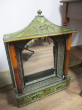 Asian Influence Wall Mirror Shelf/Planter with Bas-Relief Elephant Motif