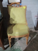 Shelby Williams Industries Rattan Side Chair with Feather Filled Accent Pillow
