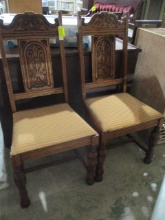 Pair of Spanish Colonial Revival Style Oak Side Chairs